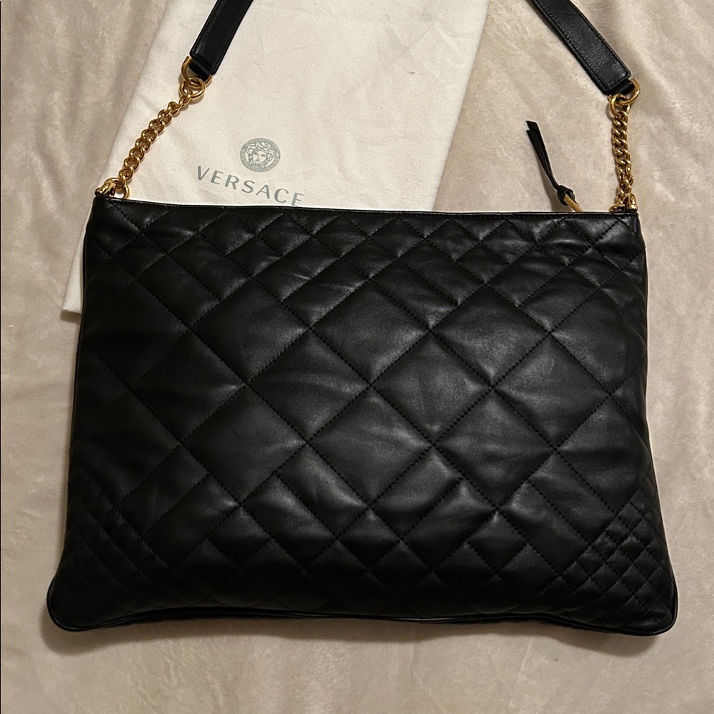 Versace Borsa Nappa Trapuntata Black Quilted Leather Shoulder Bag - Like NEW! - Picture 4 of 13